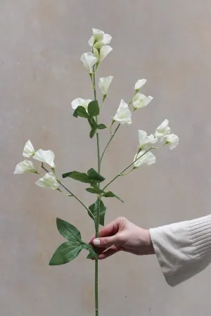 Faux Soft White Sweet Pea Stem