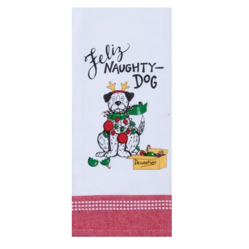 Feliz Naughty Dog Tea Towel