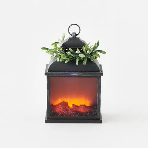 Fire Light Lantern w/Berry Sprig