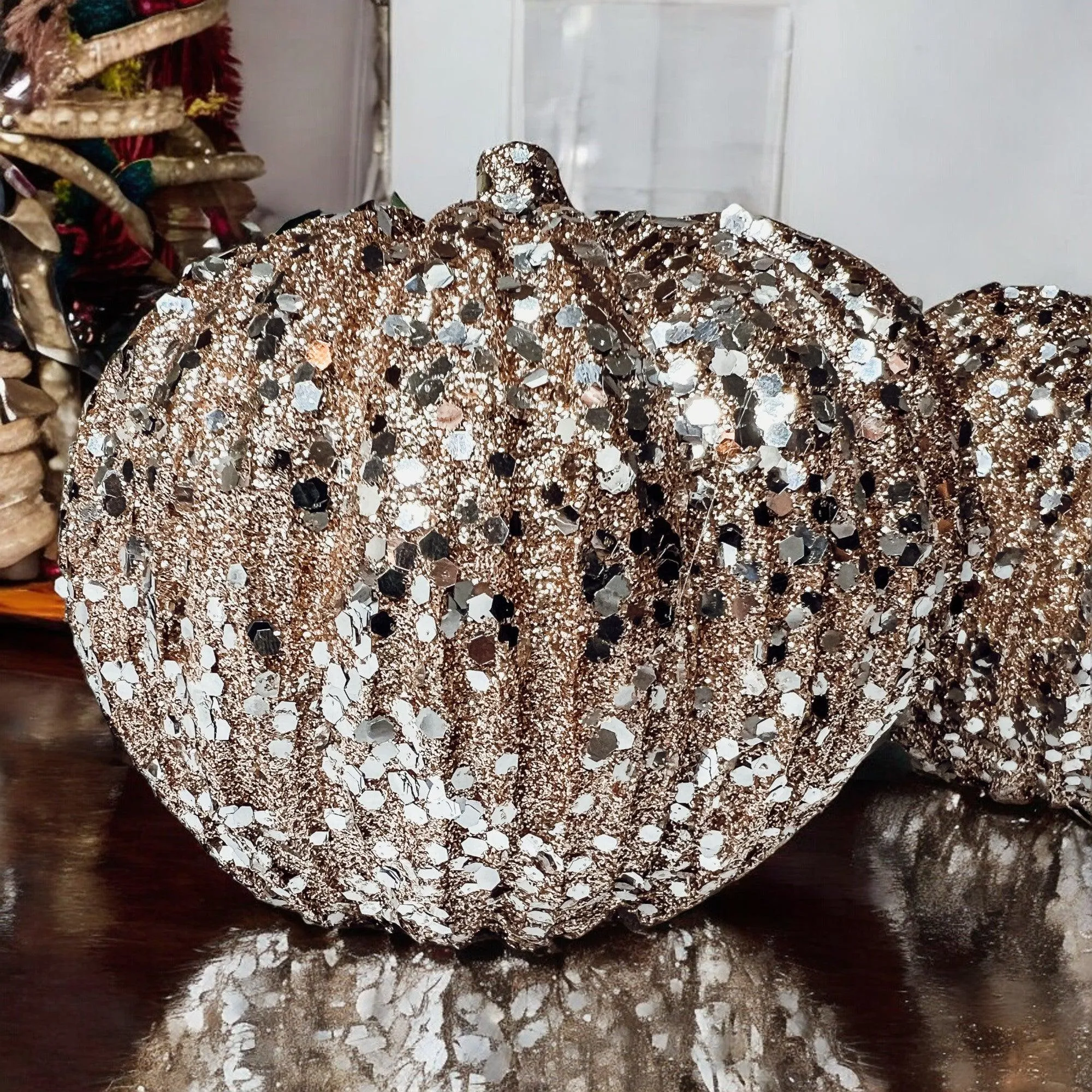 Glitter Sequin Pumpkin 4"