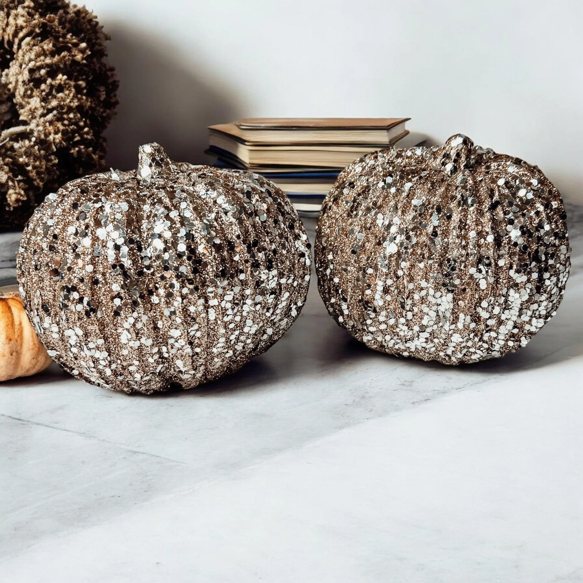 Glitter Sequin Pumpkin 4"