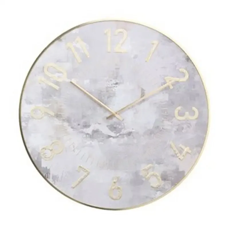 Gold Frame Wall Clock With Gold Numbers 70cm - Brown & Grey Available