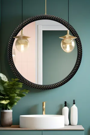 Gold Round Wide Border Wall Mirror