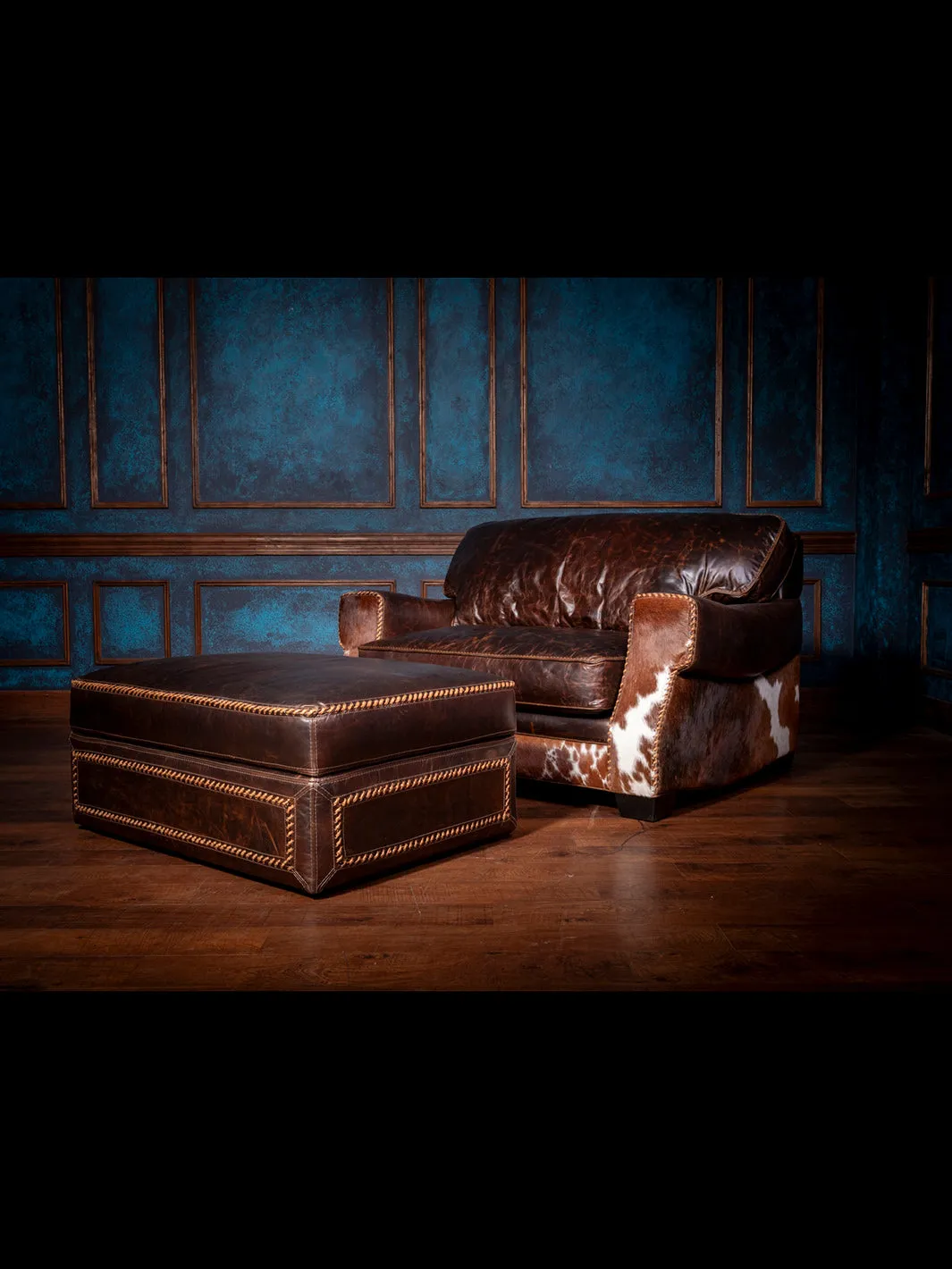 High Plains Leather and Cowhide Chair and a Half