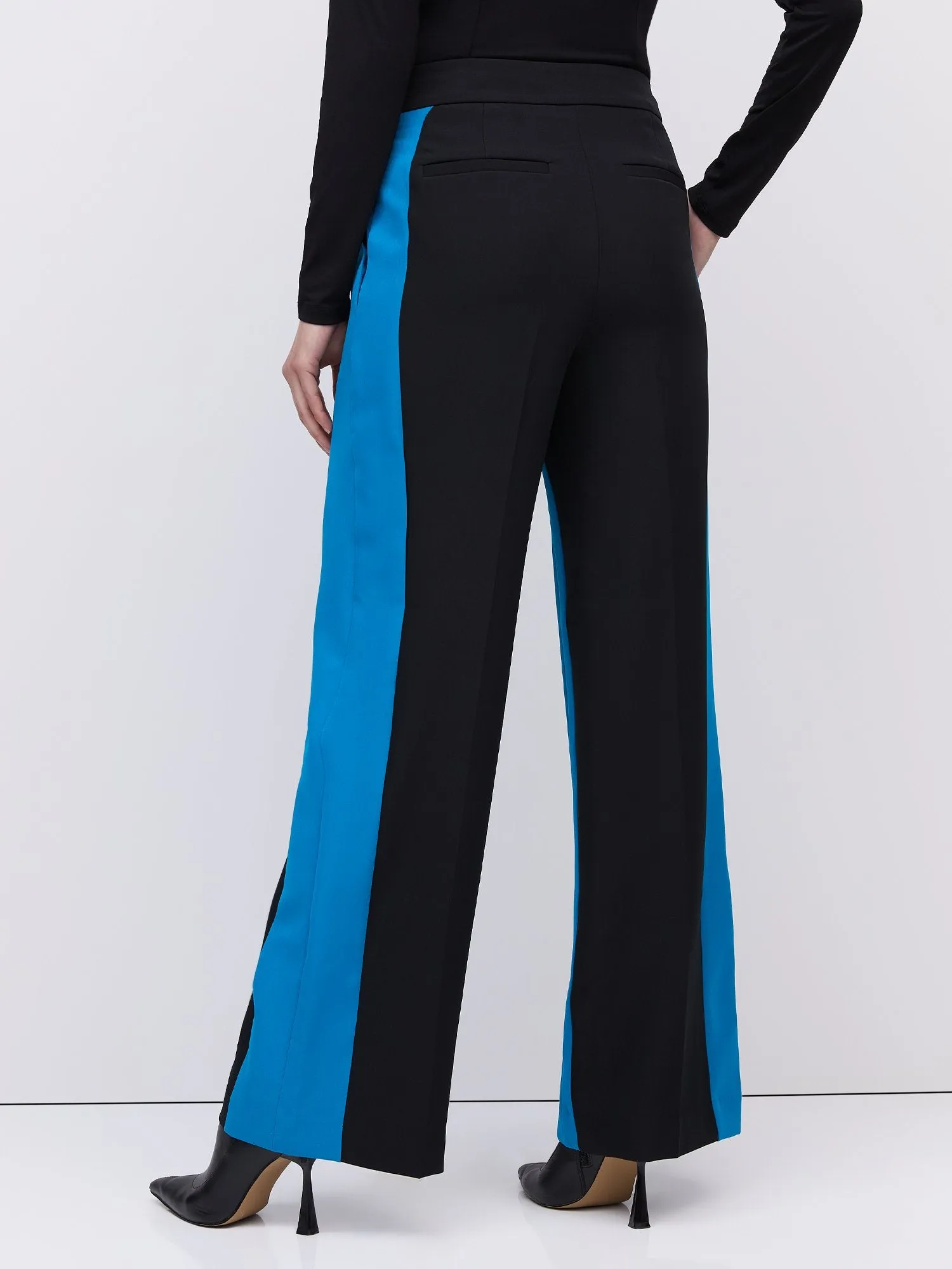 High-Waisted Side-Stripe Wide-Leg Pant