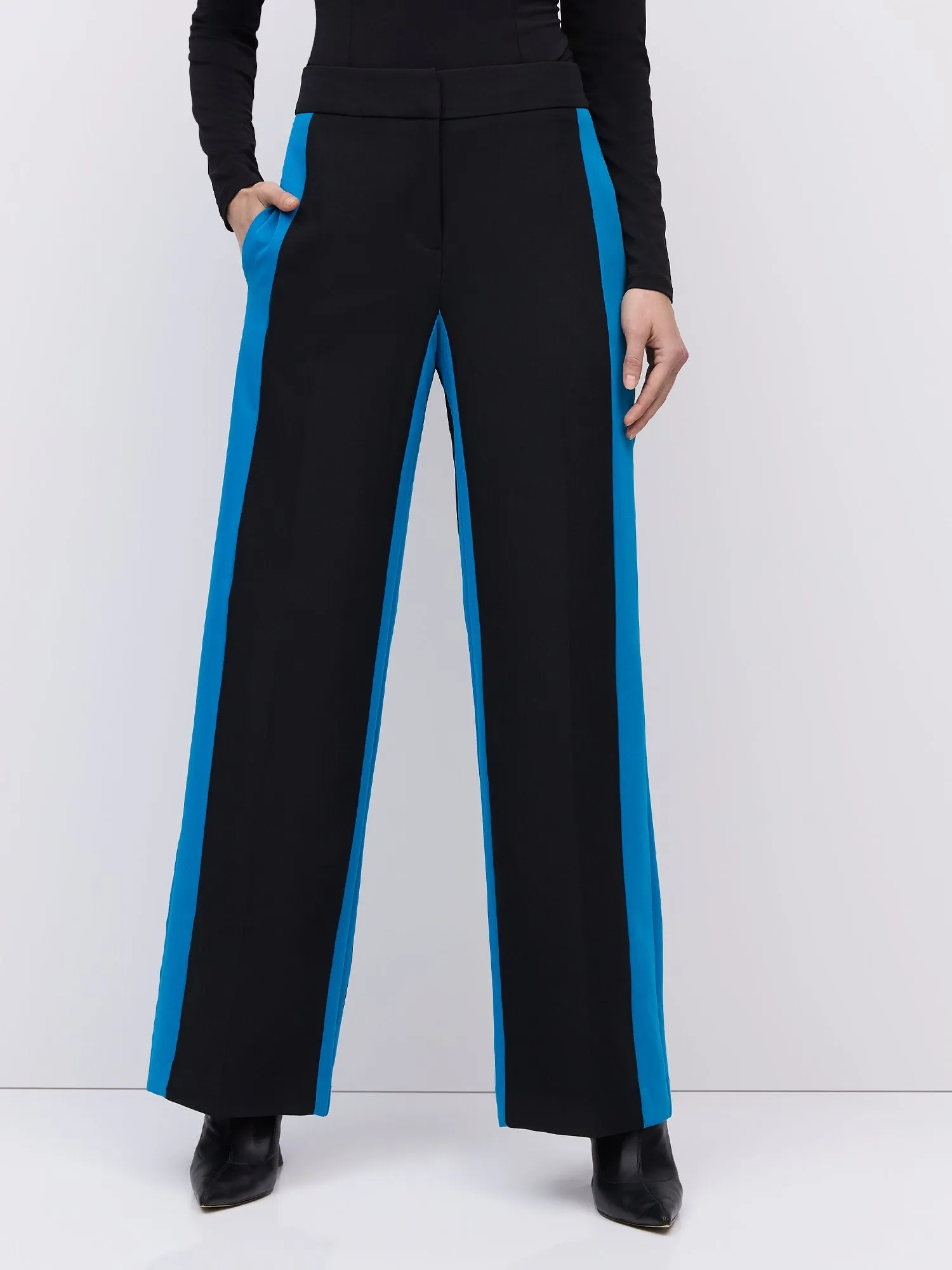 High-Waisted Side-Stripe Wide-Leg Pant