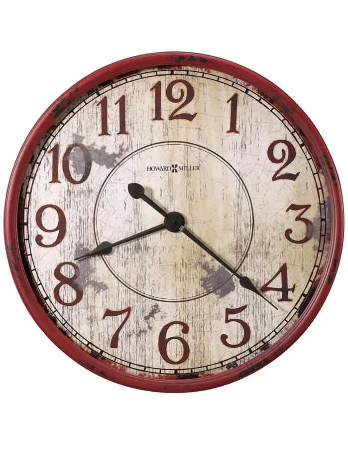 Howard Miller Back 40 Oversize Wall Clock - Distressed Dial - Antique Red Finish