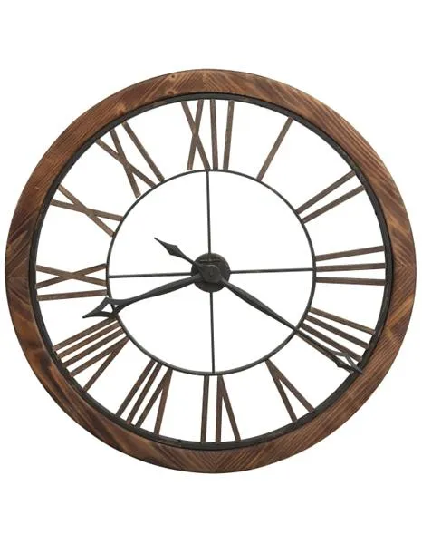 Howard Miller Thatcher Oversized Round Metal Wall - Wooden Frame - Open Dial