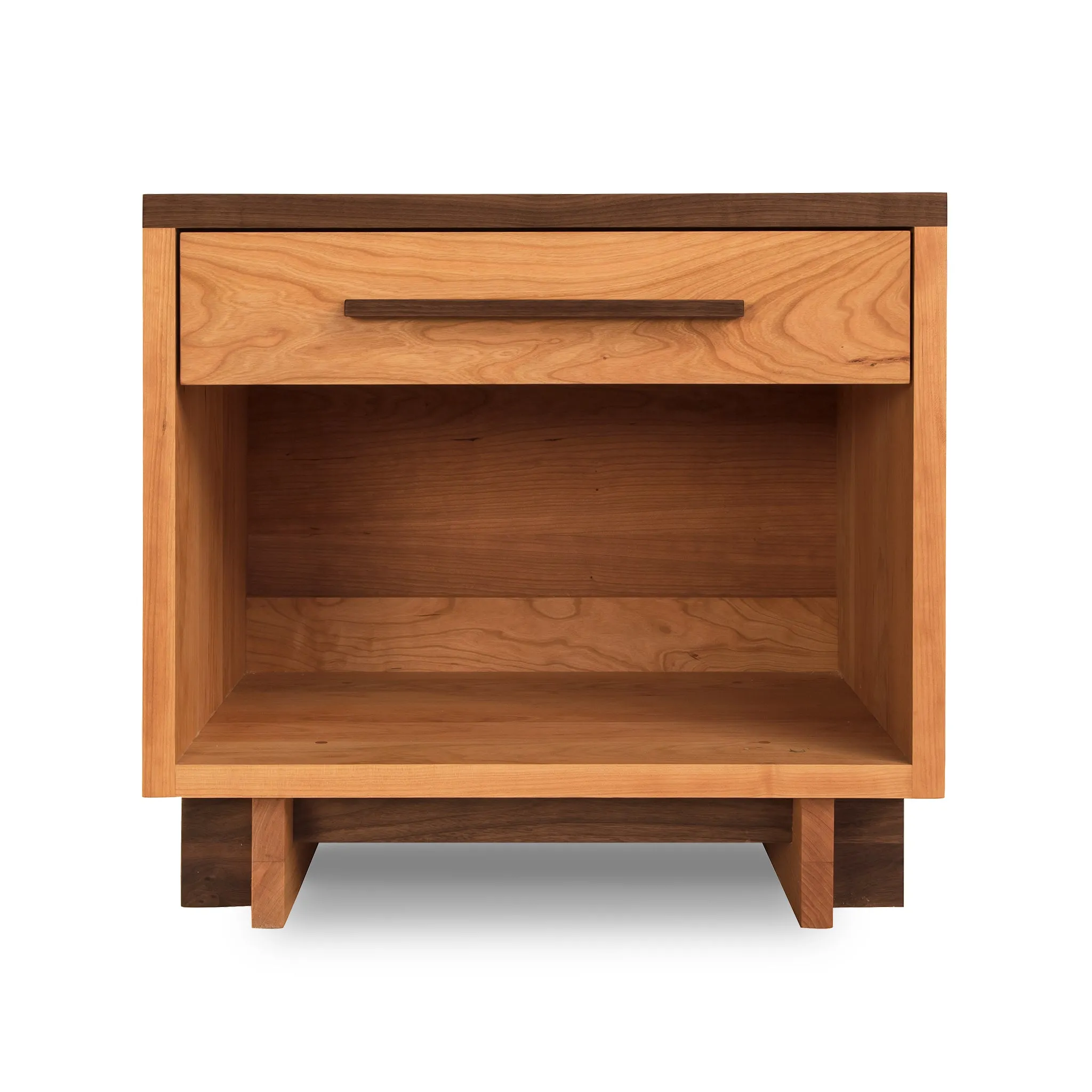 Modern American 1-Drawer Enclosed Shelf Wide Nightstand