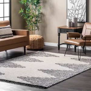 Morgan Contemporary Diamond Soft Shag Fringe Area Rug / 4'x6'