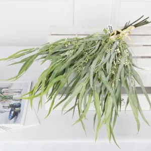 Pack of 6 stems-18.75inch Long grey green frosted flocked seeded greenery-home decor bouquet filler