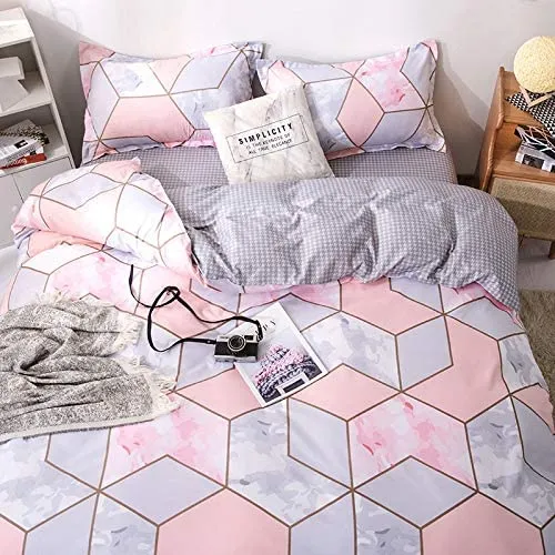 Pink Geometric Bed Set