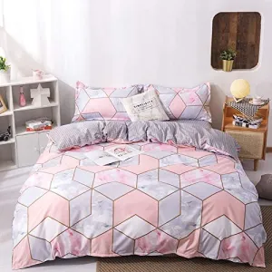 Pink Geometric Bed Set