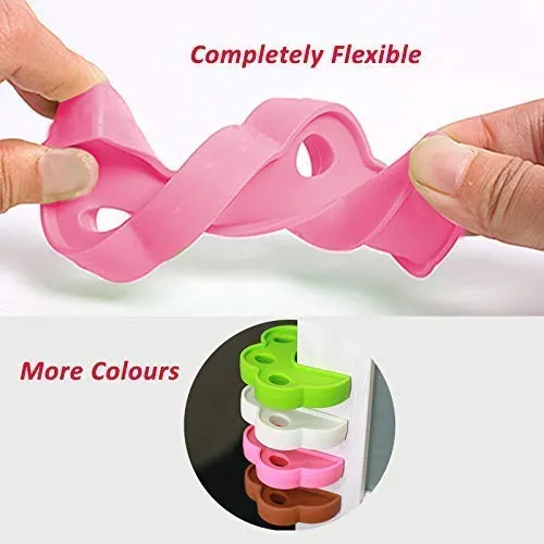 Safe-O-Kid- Pack of 2 Fit All Sleek Design Strong Silicone Door Stopper- Pink