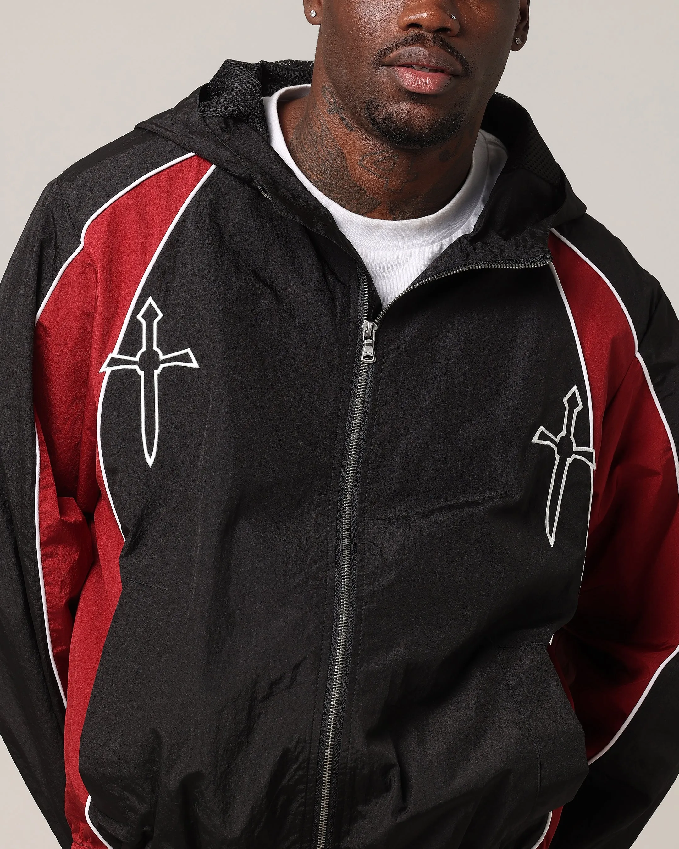 Saint Morta Boundary Windbreaker Jacket Black/Burgundy