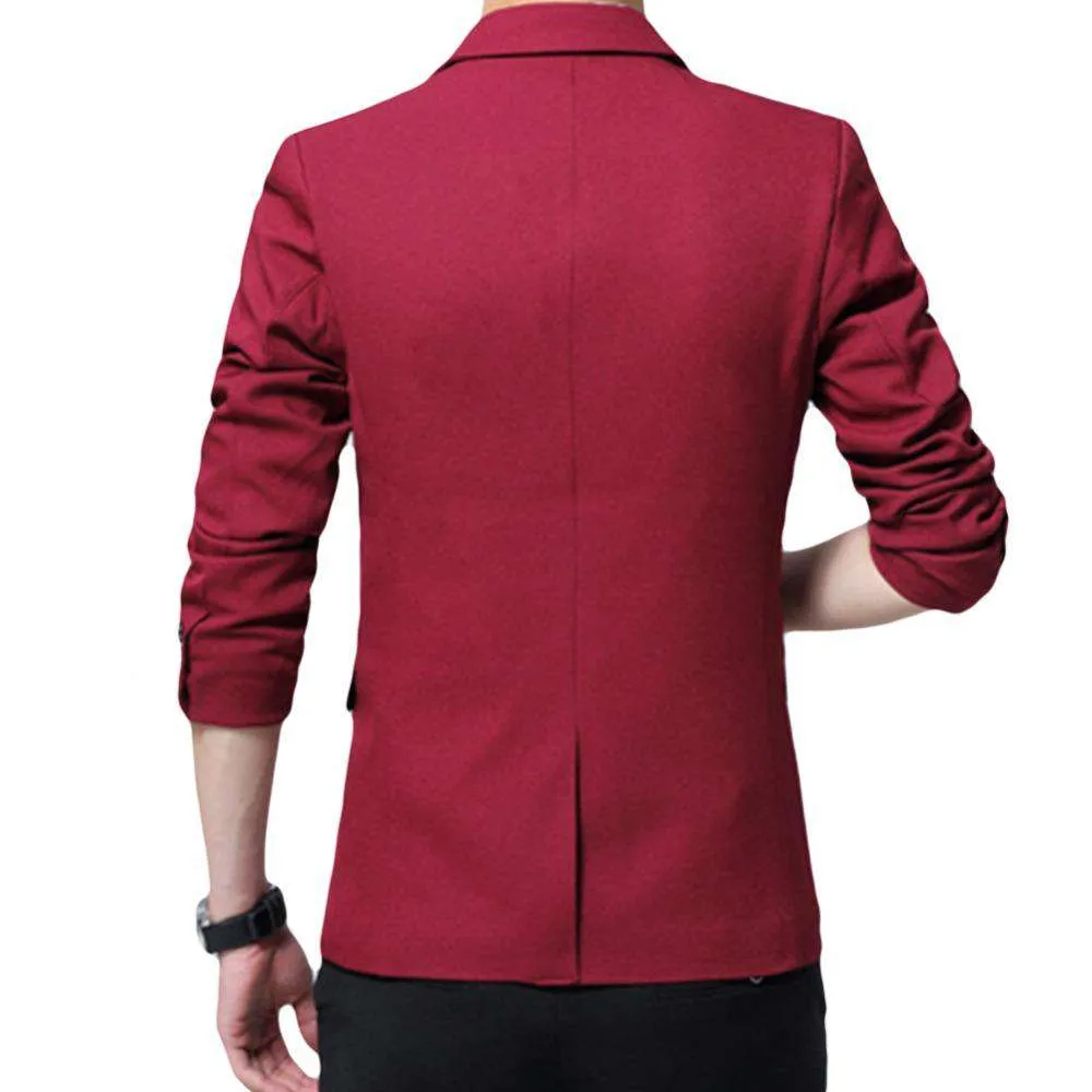 Single Breasted Cotton Linen Slim Fit Blazer