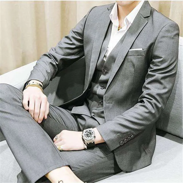 Single Breasted Skinny Fit Three-piece Business Suits