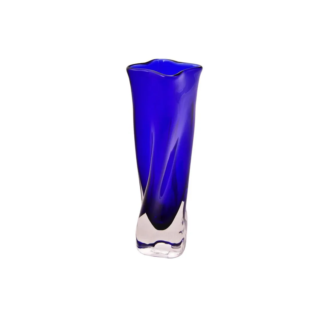 Small Traditional Twister Vase in Cobalt