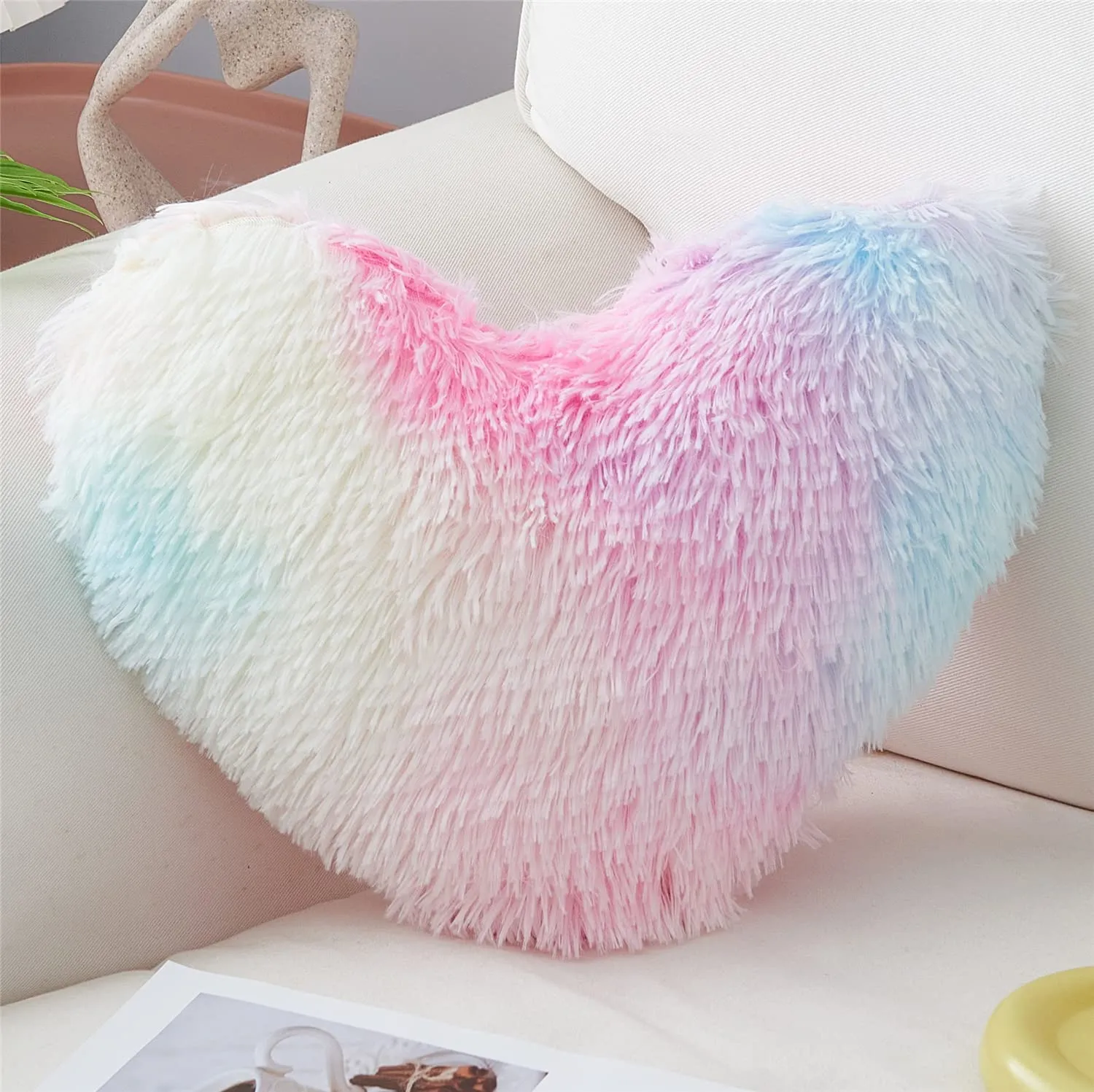 Softy Rainbow Heart Pillow