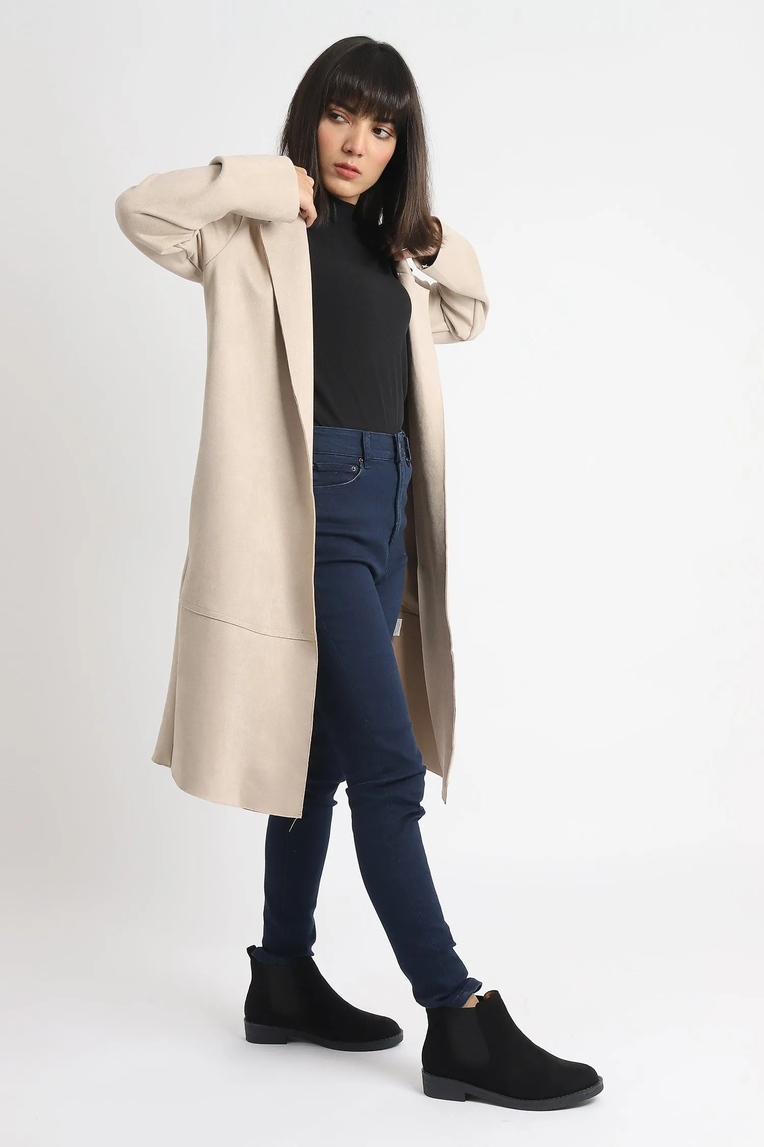 SUEDE OVERCOAT-BEIGE