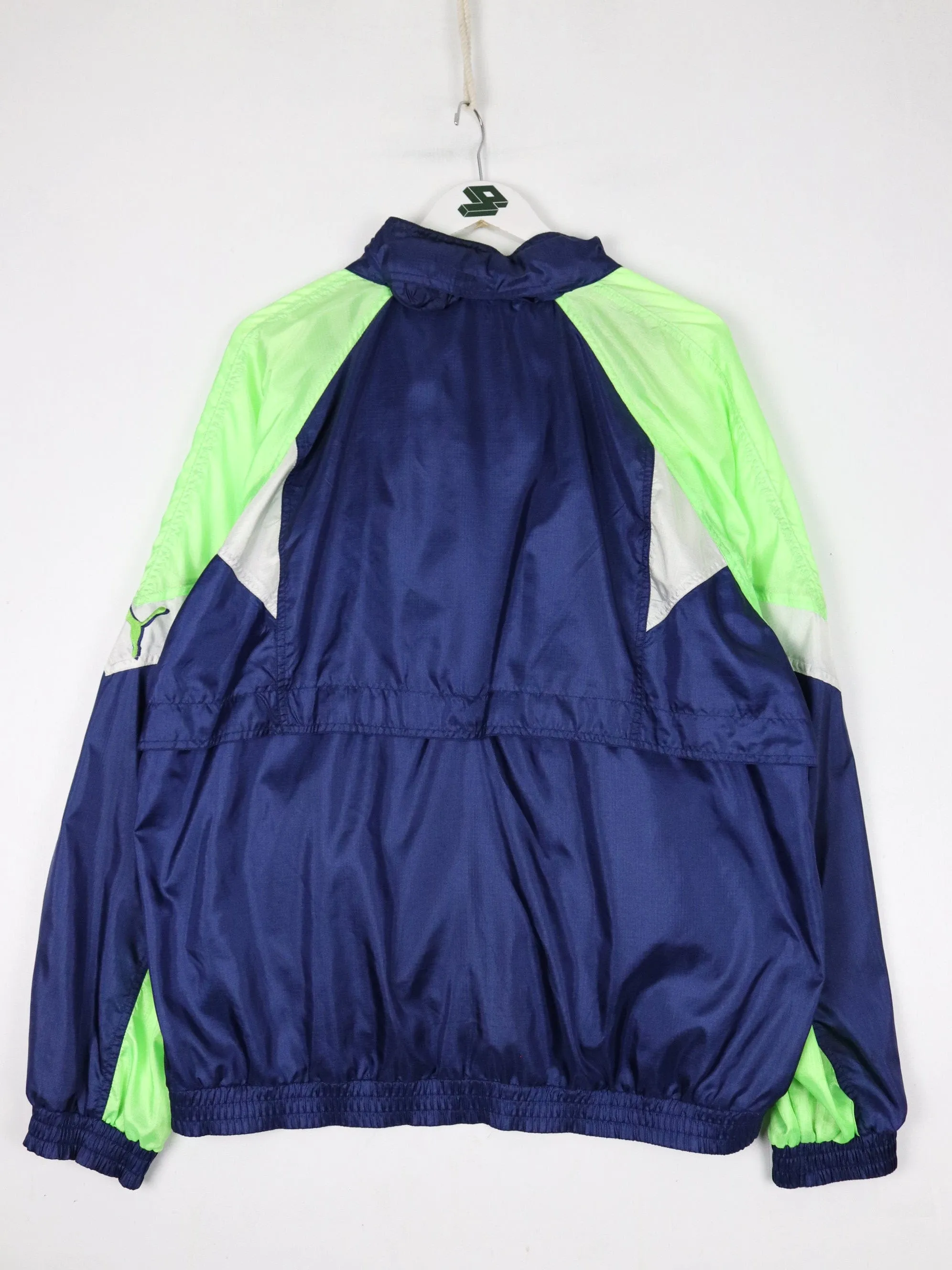 Vintage Puma Windbreaker Mens Large Blue Jacket 90s