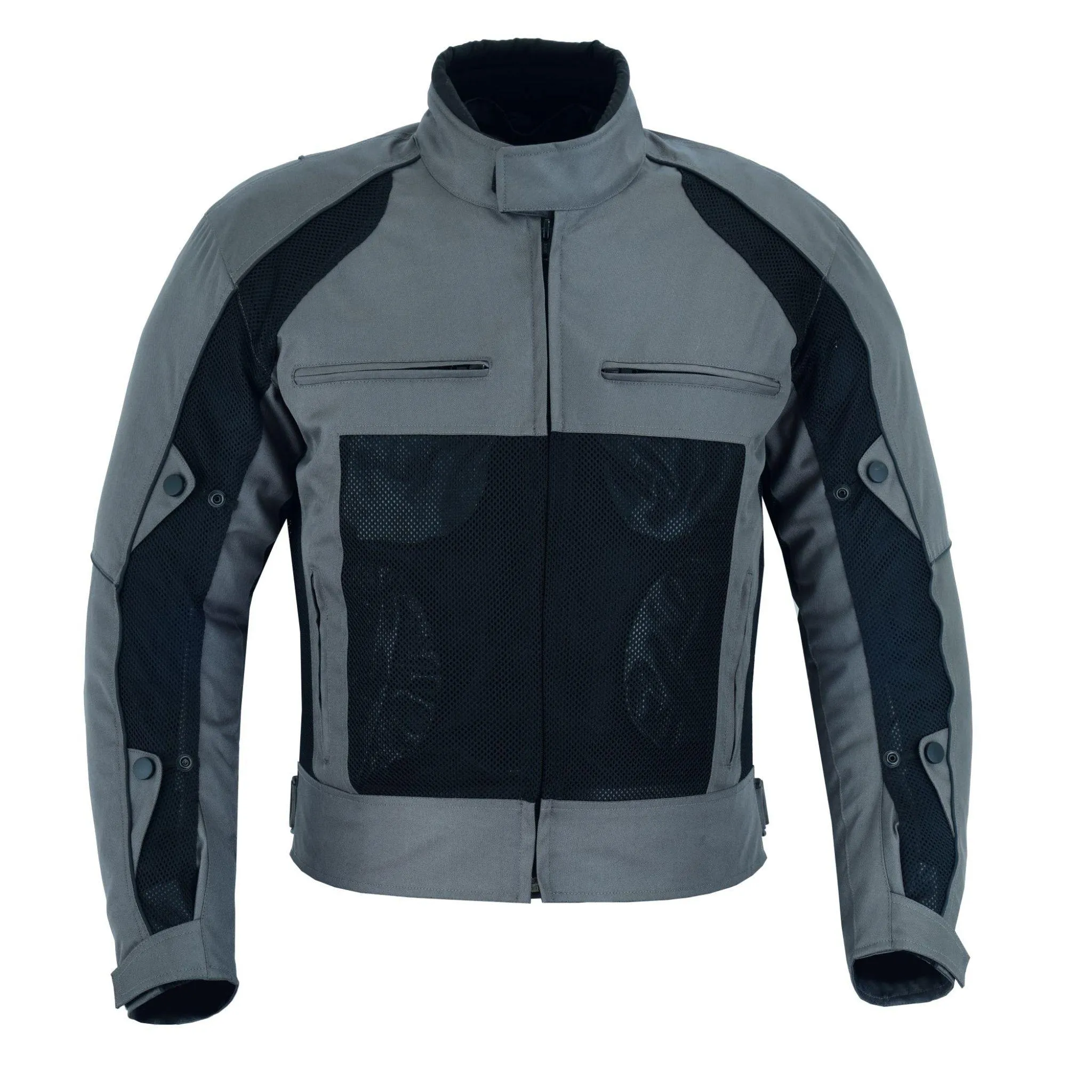 Warrior Gears® Air Mesh Motorbike Jackets for Men, Breathable Textile Motorbike Jacket with Removable Lining and CE Armours - Black & Grey