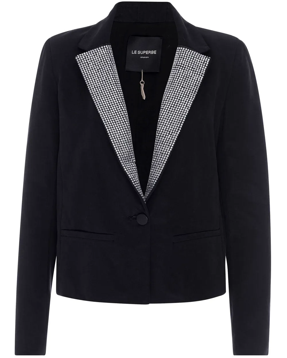 Washed Black Embellished Stellar Easy Tux Jacket