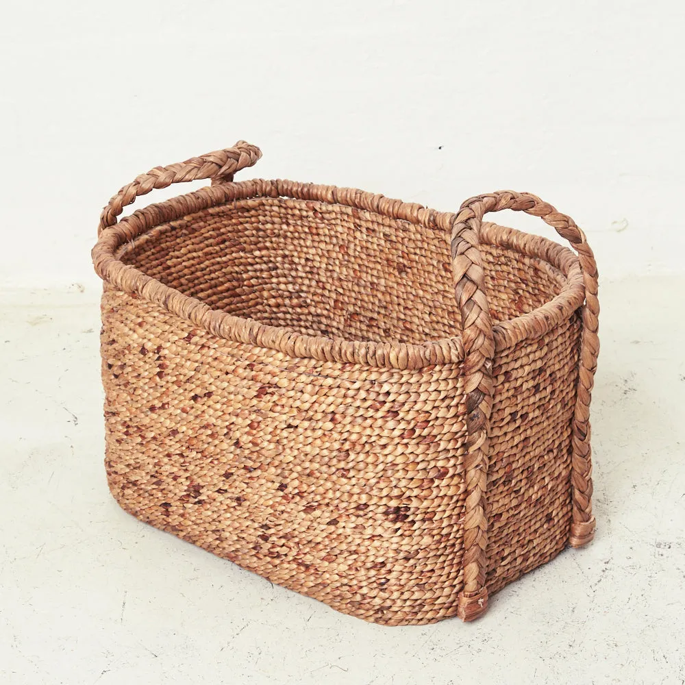 Waterhyacinth Oval Basket with Plaited Handles