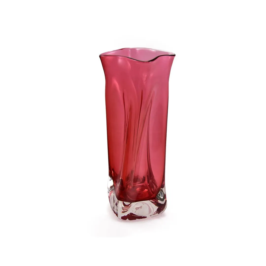 Wide Traditional Twister Vase in Ruby