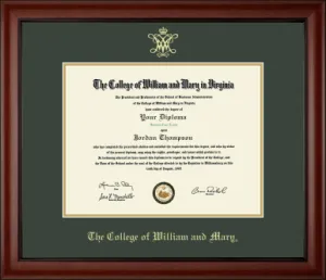 William & Mary Diploma Frame - Cambridge