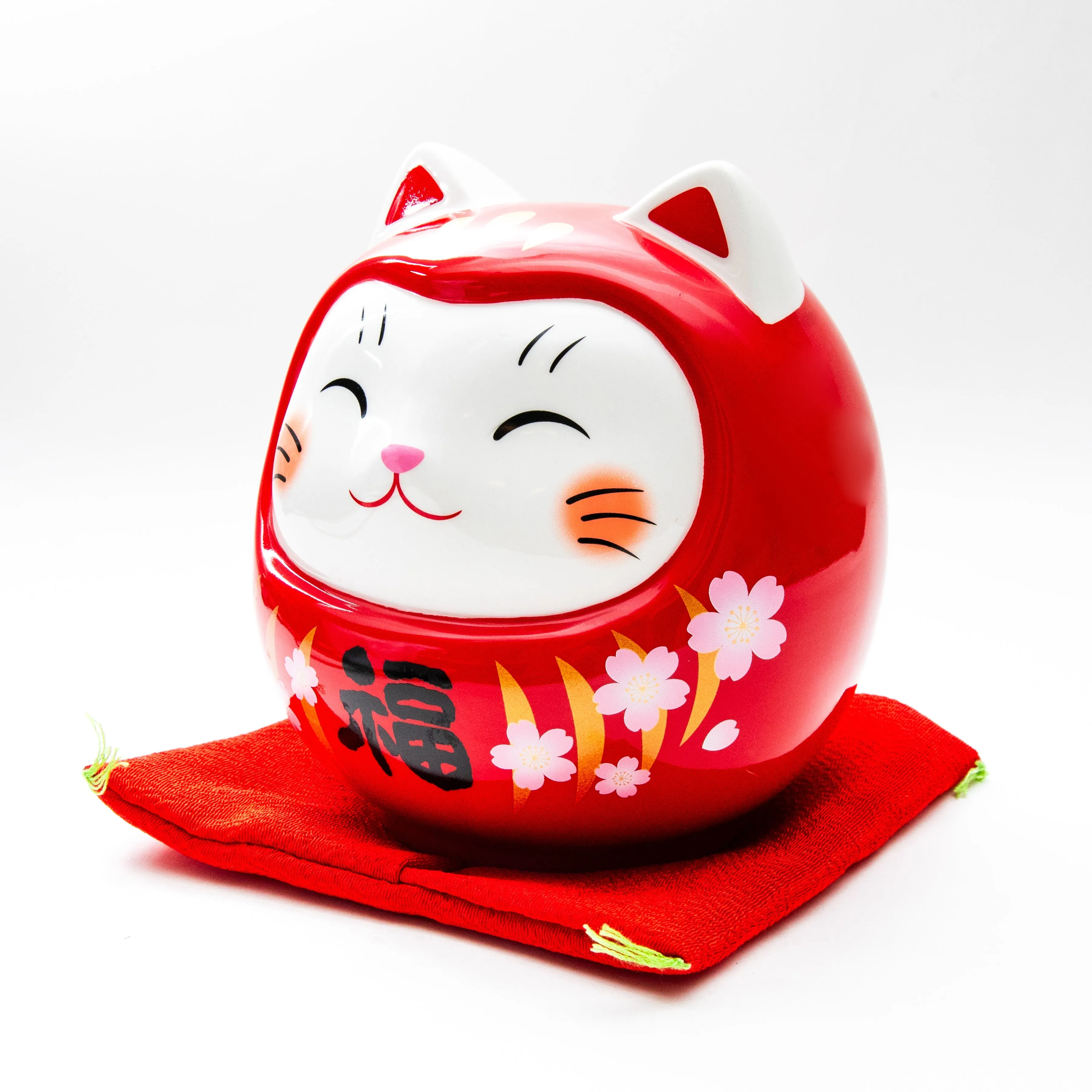 Yakushigama Large Ceramic Cat Daruma