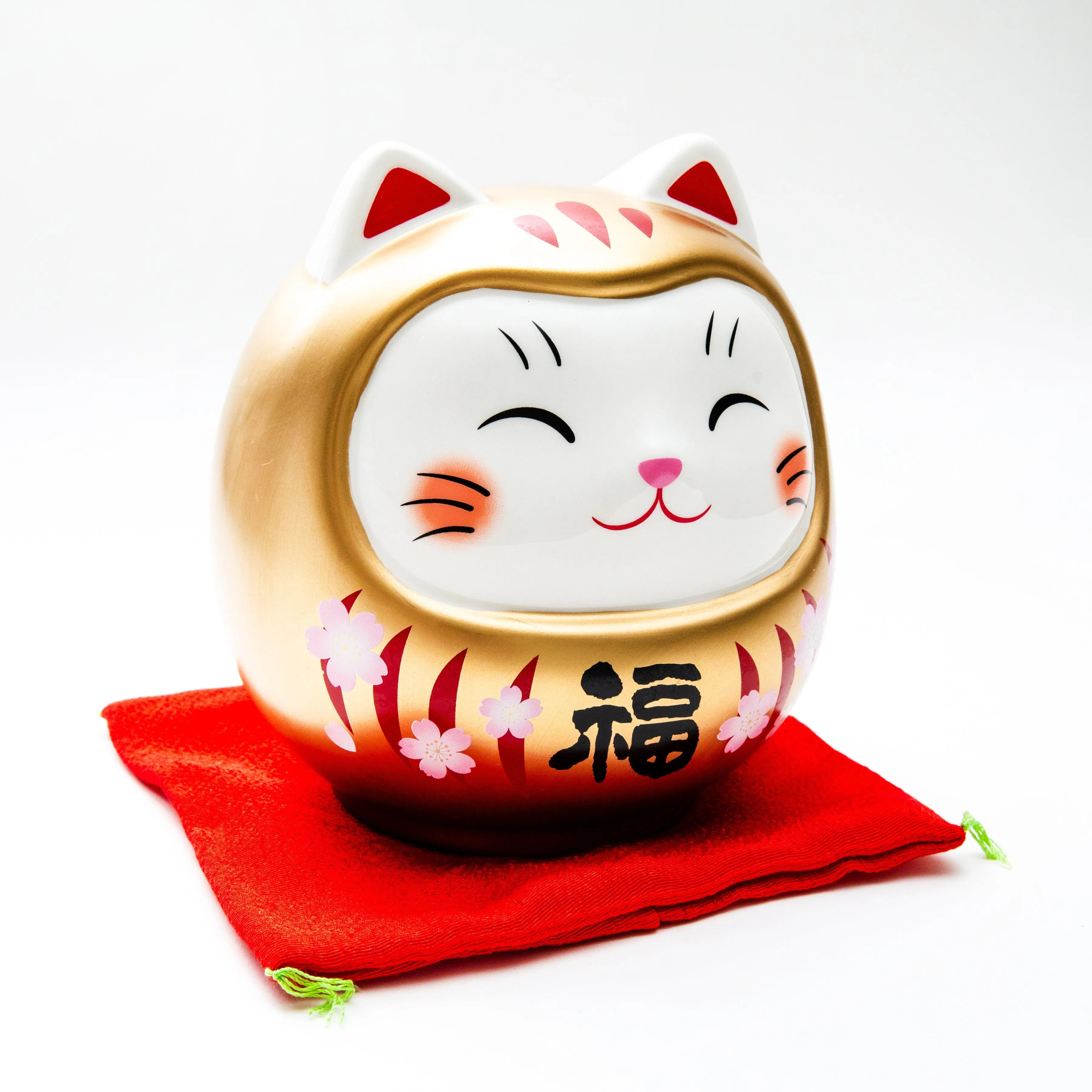 Yakushigama Large Ceramic Cat Daruma