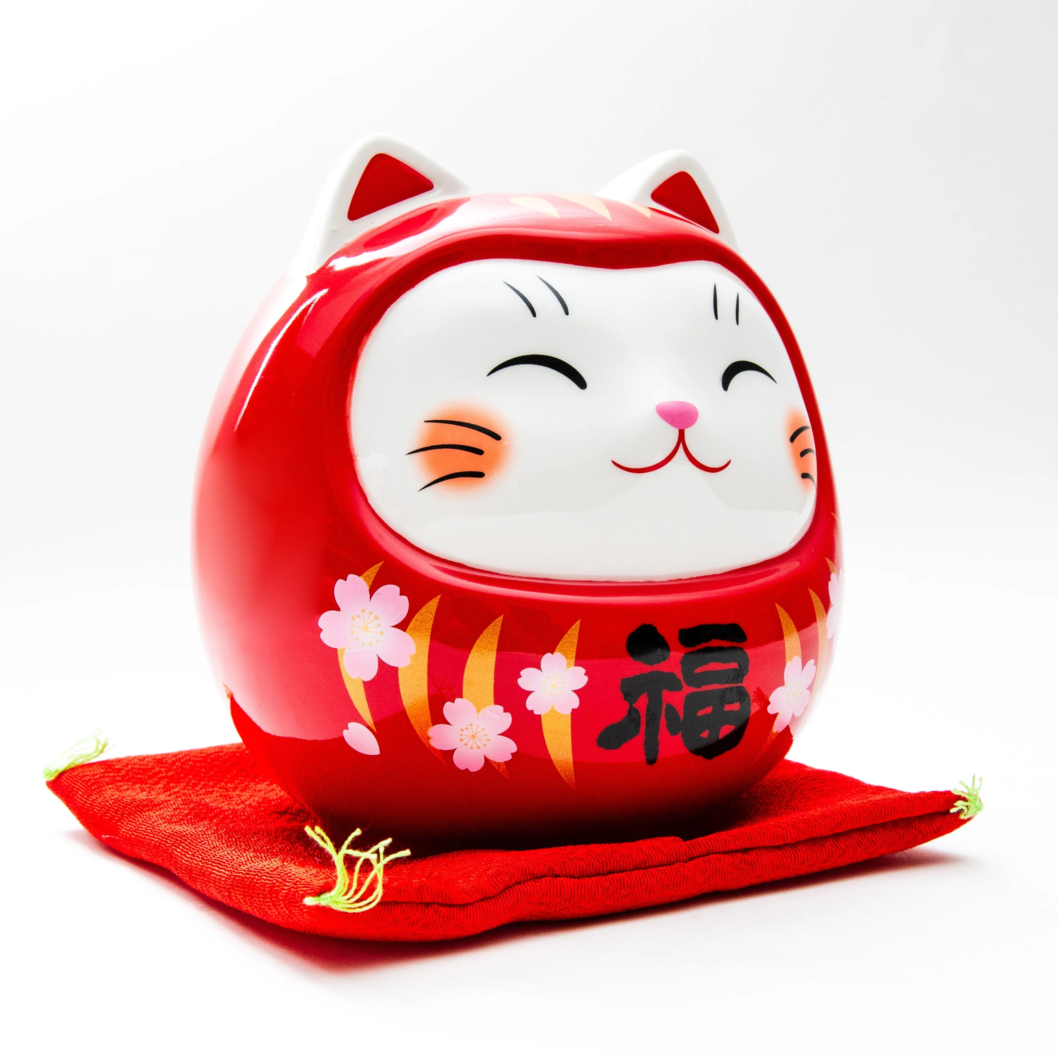 Yakushigama Large Ceramic Cat Daruma