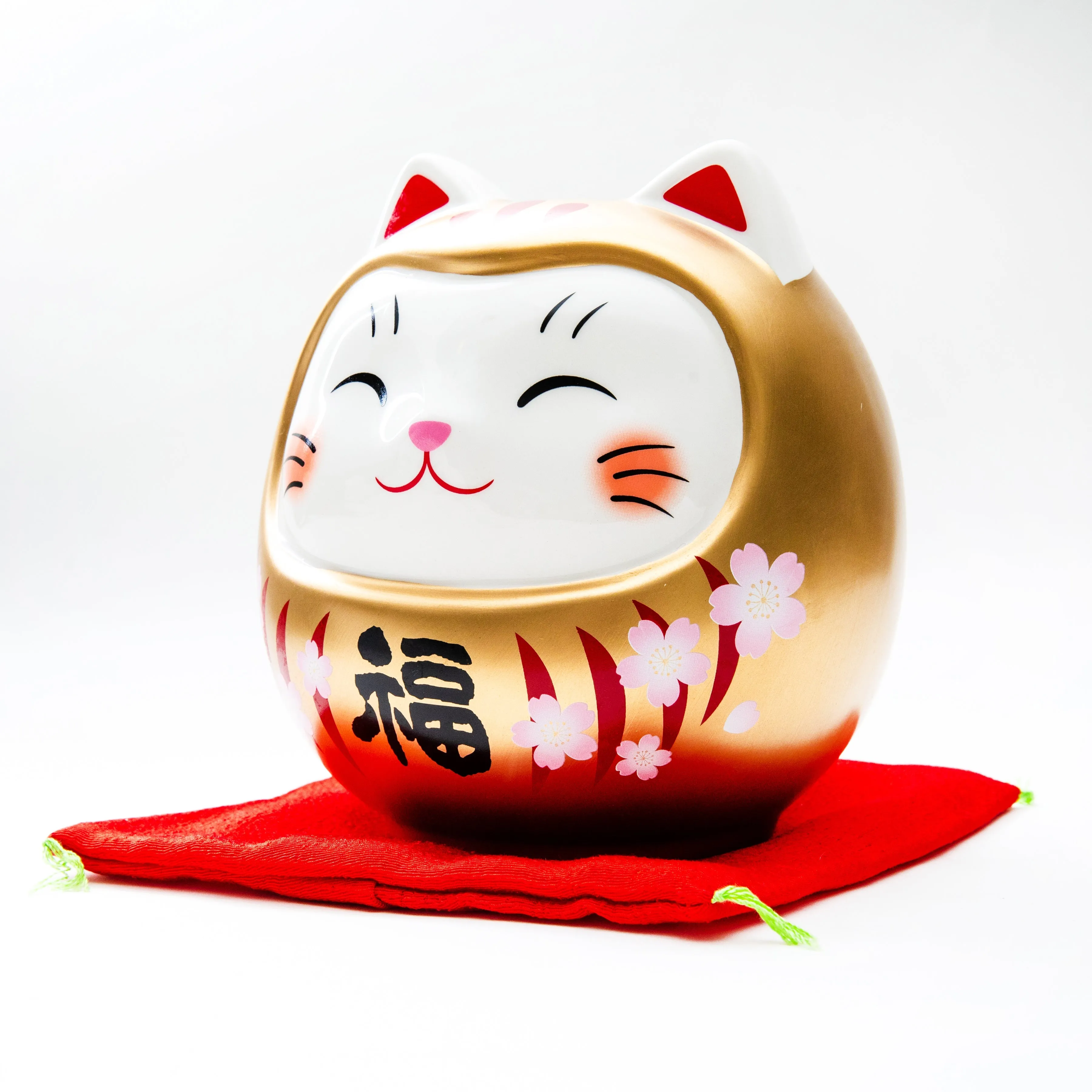 Yakushigama Large Ceramic Cat Daruma